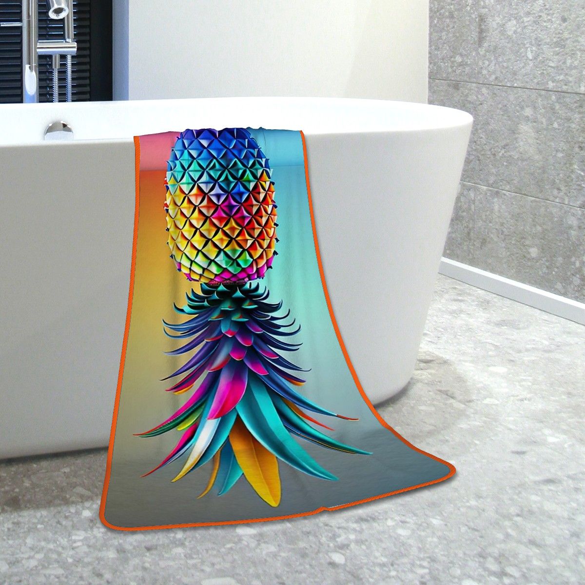 Colorful Upside-Down Pineapple Coral Fleece Bath Towels 55"x27"