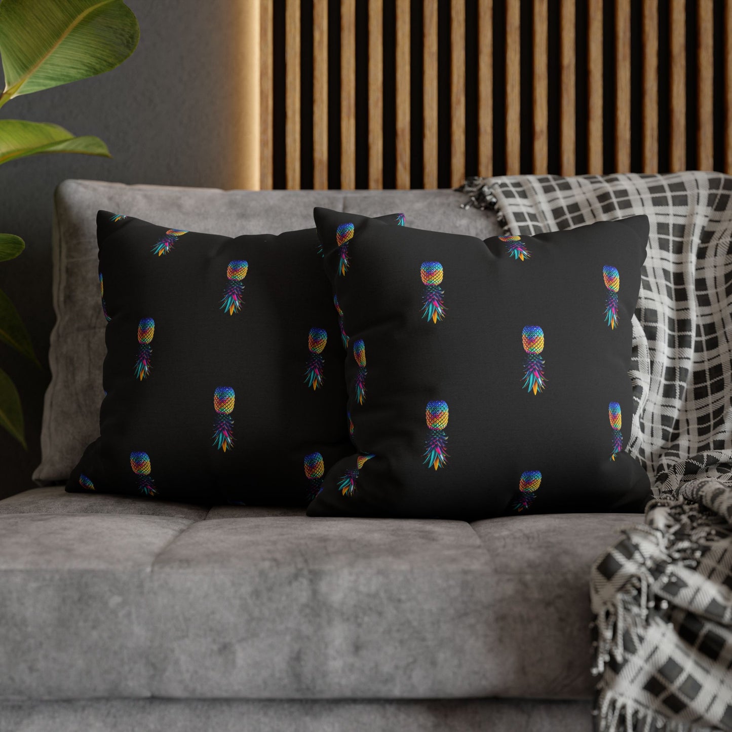 Spun Polyester Square Colorful Pineapple Pillowcase