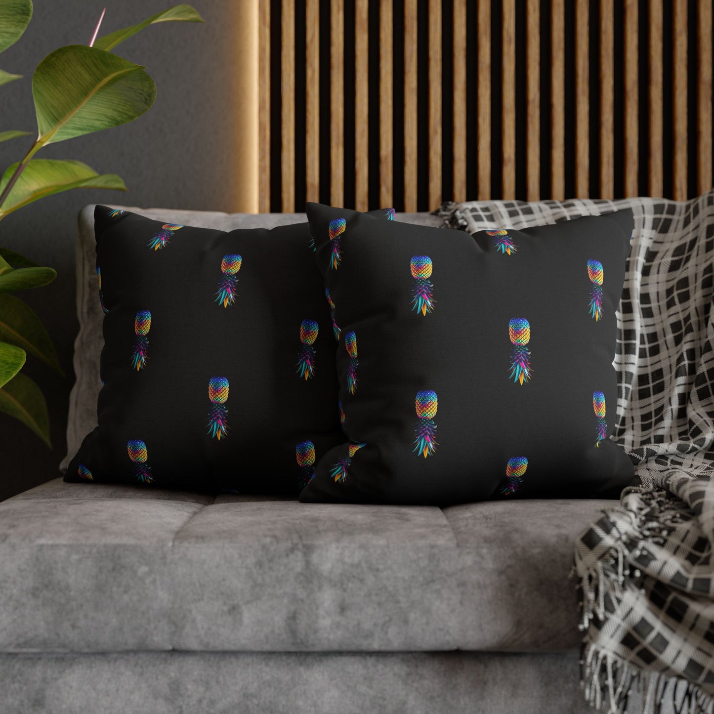 Spun Polyester Square Colorful Pineapple Pillowcase