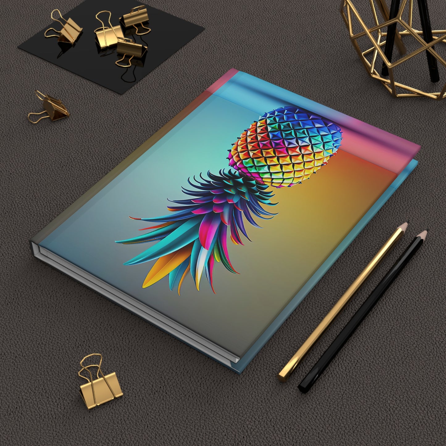 Vibrant Pineapple Hardcover Journal - Colorful Design for Creative Souls