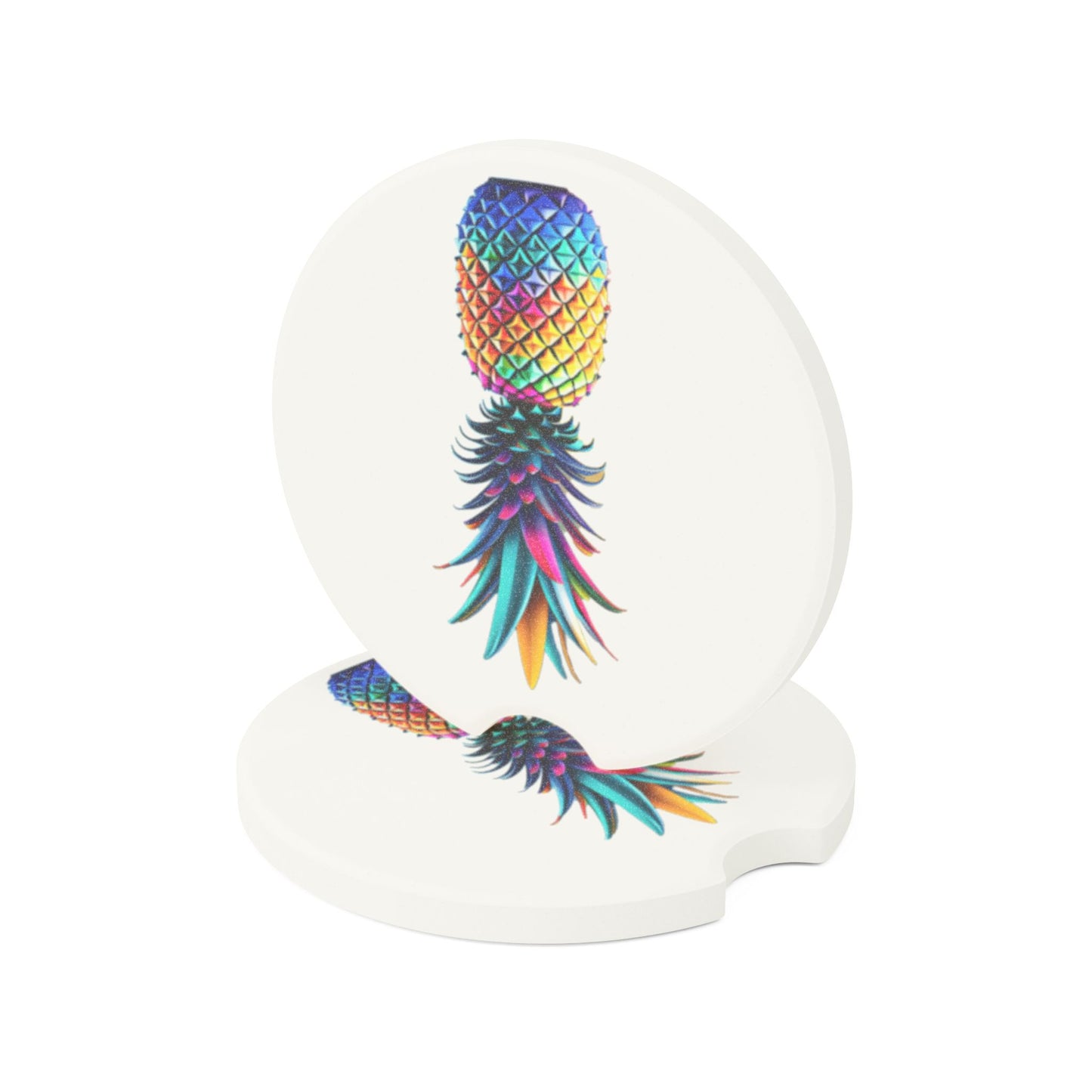 Colorful Pineapple Soapstone Car Coaster | Unique Automotive Accessory