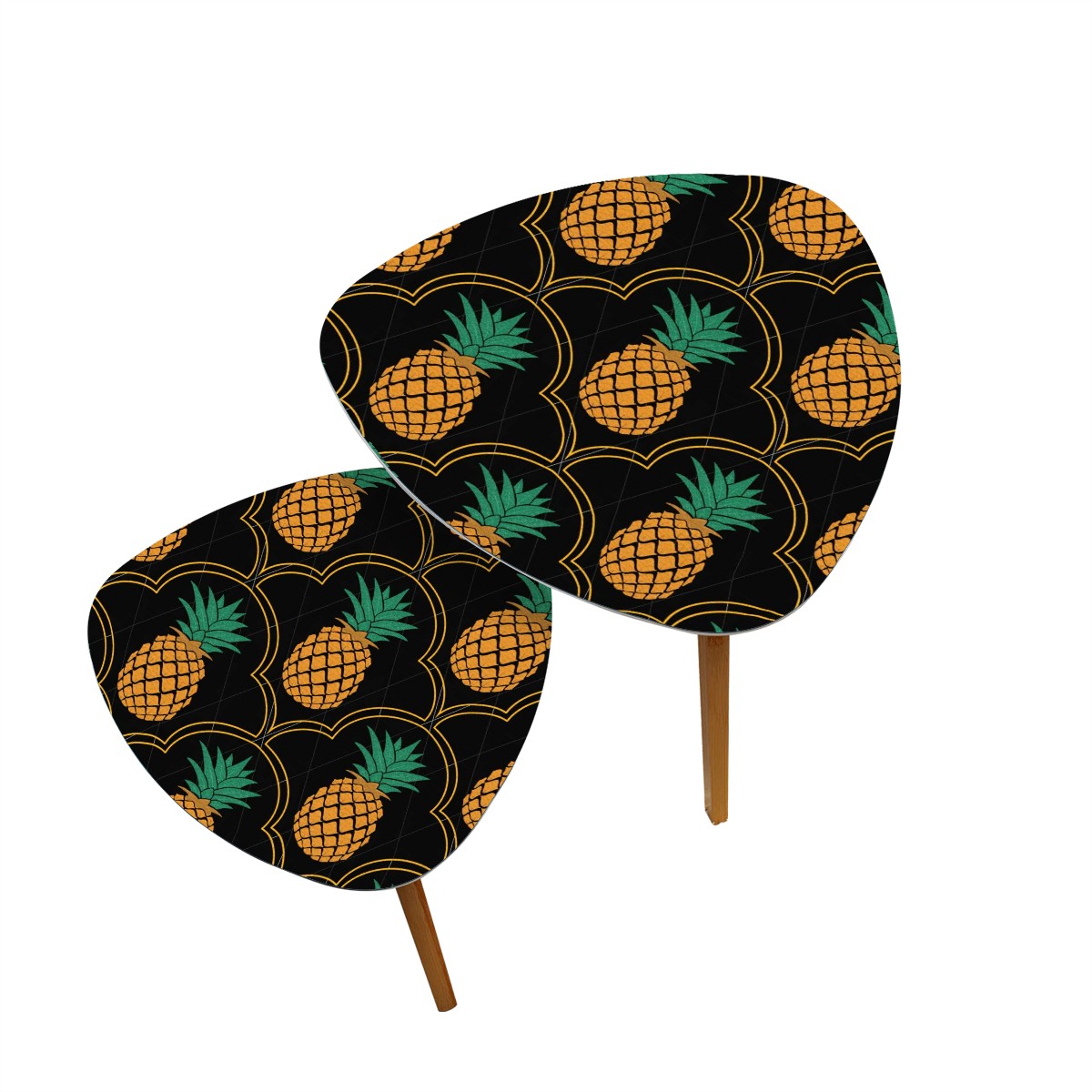 Fancy Upside-Down Pineapple Triangle Coffee Table Set of 2 (Made in USA)