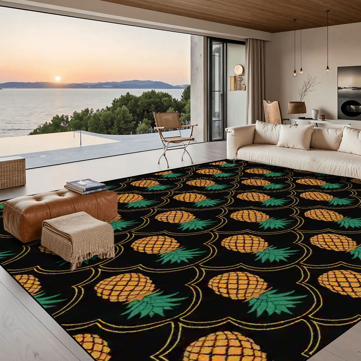 Elegant Upside-Down Pineapple Large Area Rug Floor Carpet (5:4)