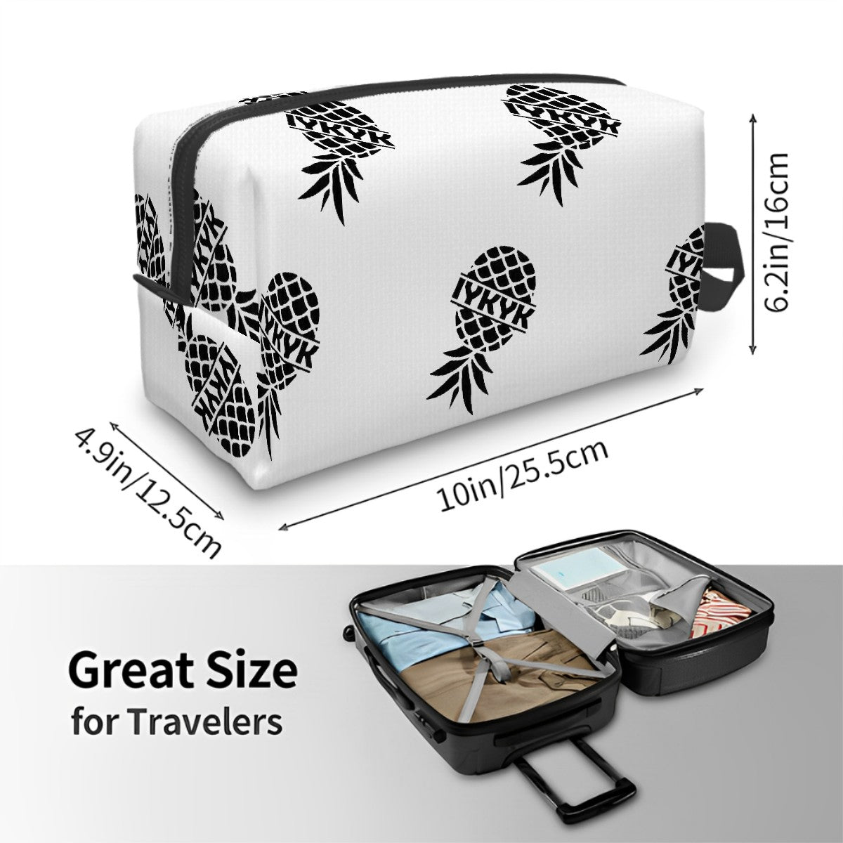 Upside Down Pineapple Travel Toiletry Bag Portable Large Capacity