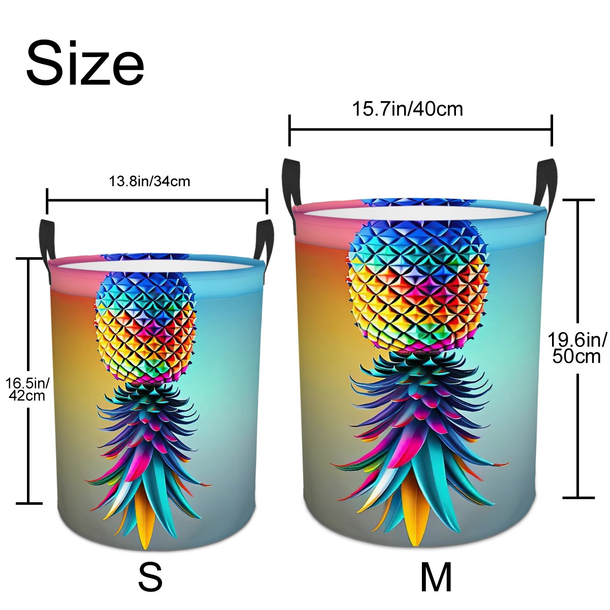 Colorful Upside-Down Pineapple Circular Laundry Basket