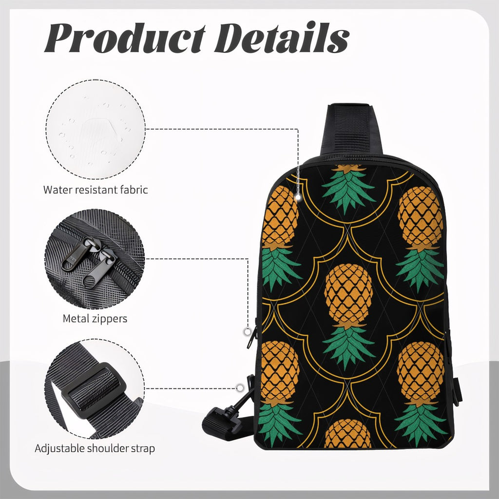 Fancy Upside-Down Pineapple Double Layer CrossBody Bag; Chest Bag