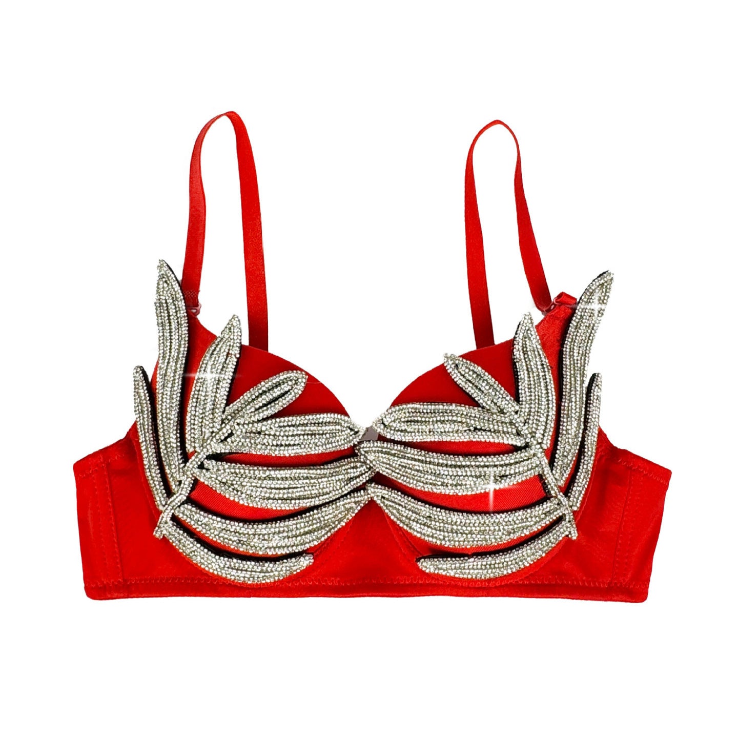 Evening Dress Party Black High-Design Silver 3D Rhinestone Outerwear Shaping Bra