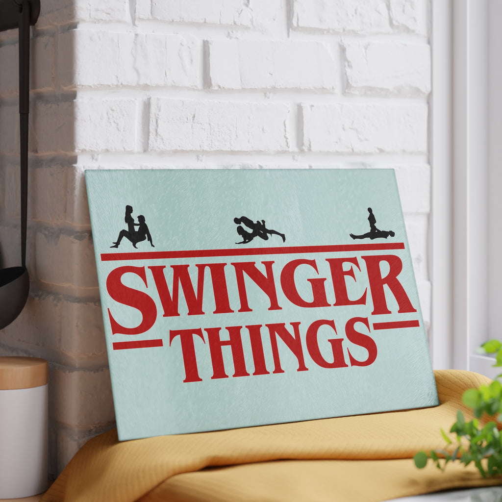 Funny Glass Cutting Board - 'Swinger Things' Kitchen Decor for Entertaining & Gifts
