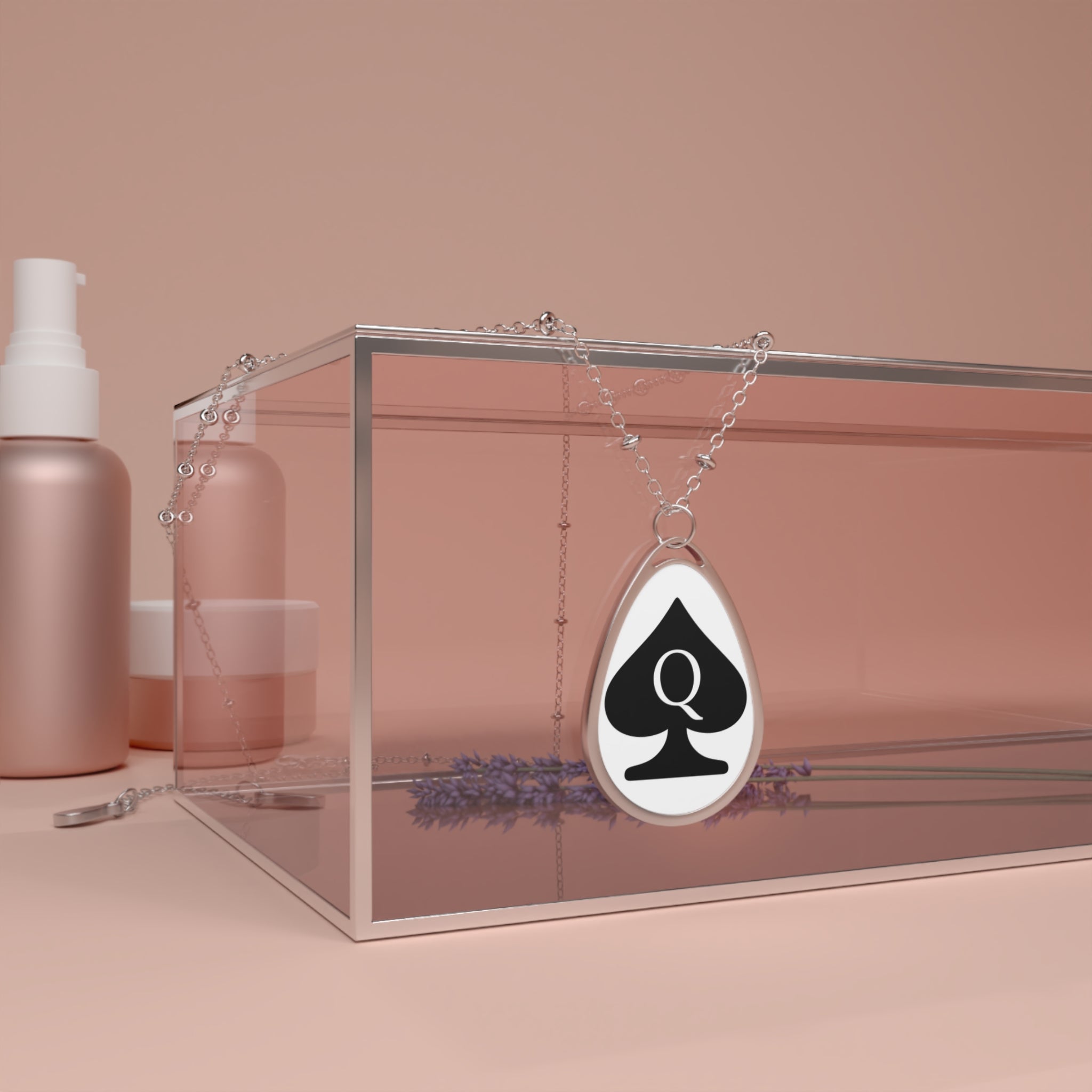 Oval Necklace - Queen of Spades Design