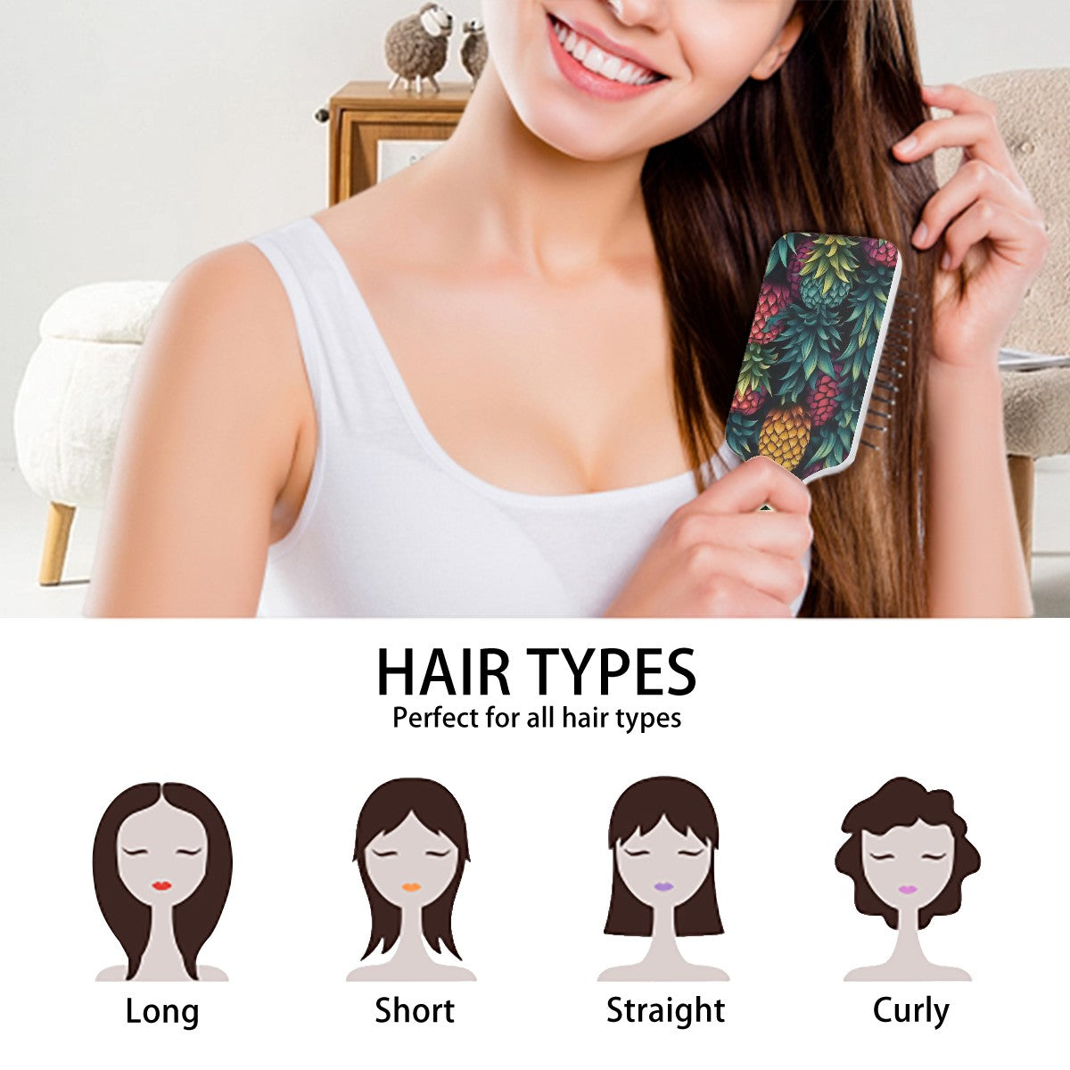 Colorful Upside-Down Pineapple Air Cushion Hair Brush