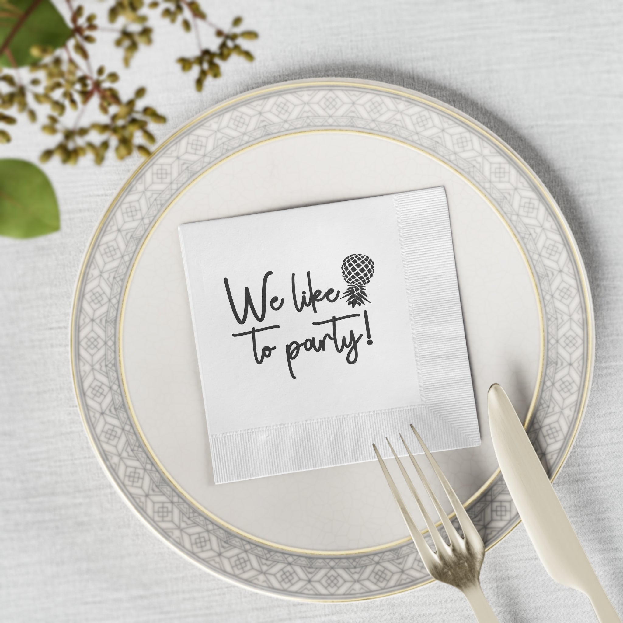 We Like To Party Disposable Napkins - Fun White Party Napkins for Celebrations