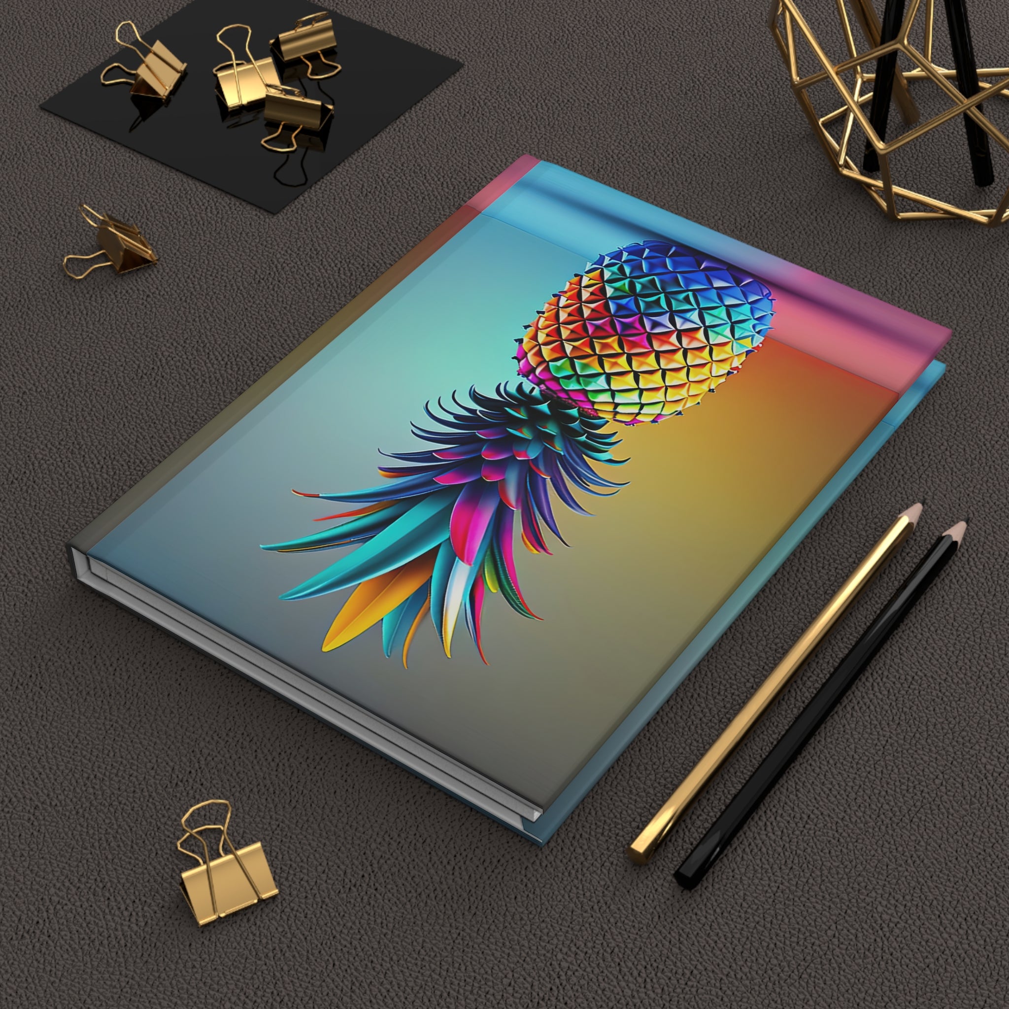 Vibrant Pineapple Hardcover Journal - Colorful Design for Creative Souls
