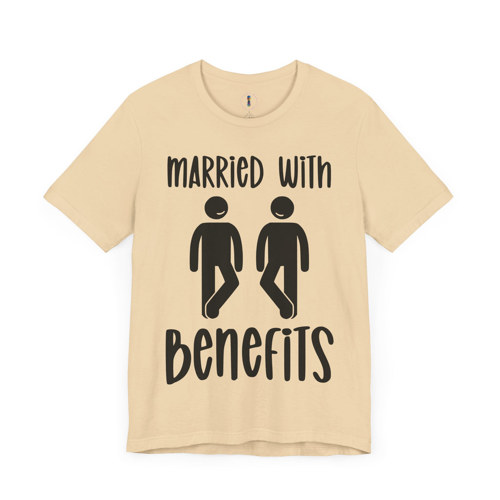 Funny 'Married with Benefits' Unisex Jersey Tee - Perfect for Couples & Anniversaries