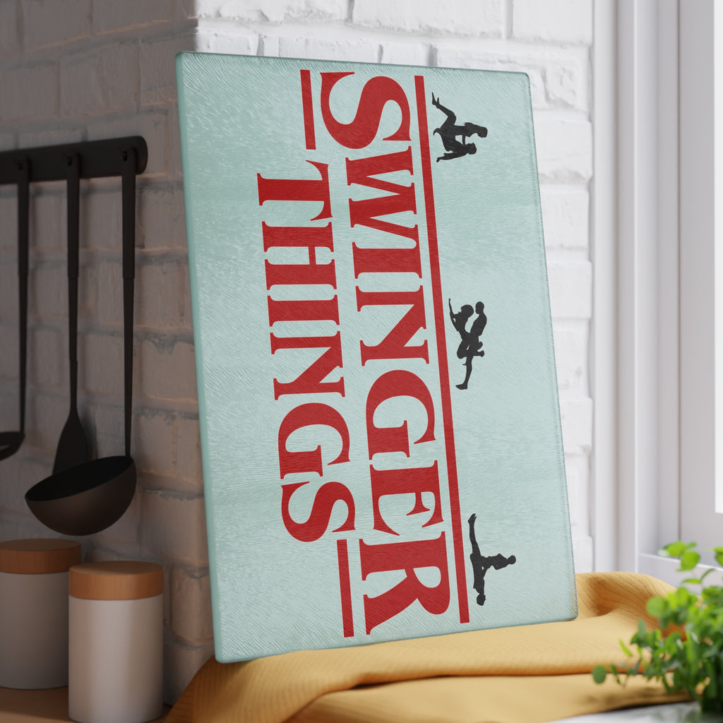 Funny Glass Cutting Board - 'Swinger Things' Kitchen Decor for Entertaining & Gifts