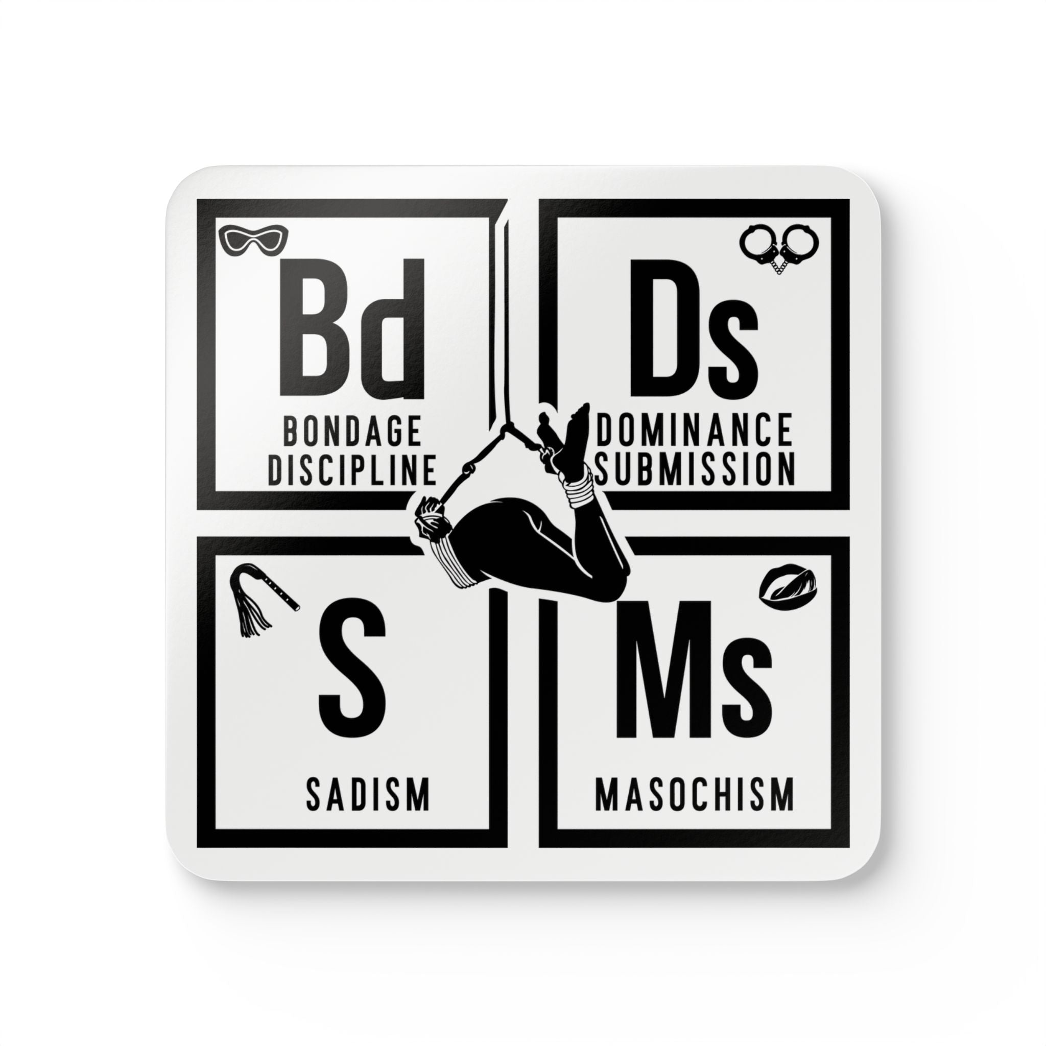 Seductive Bondage-Themed Corkwood Coaster Set - Perfect for Home Bars & BDSM Enthusiasts