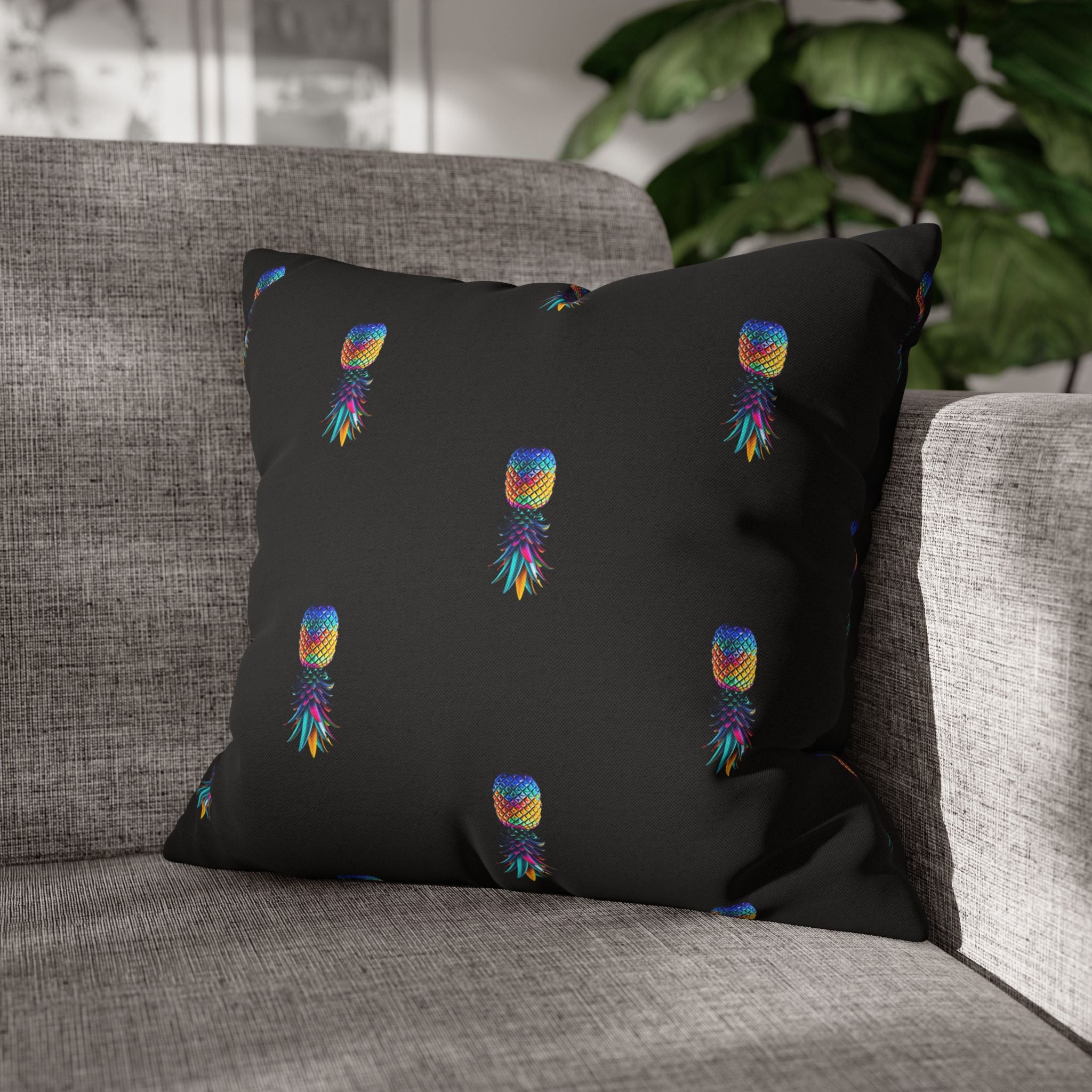 Spun Polyester Square Colorful Pineapple Pillowcase