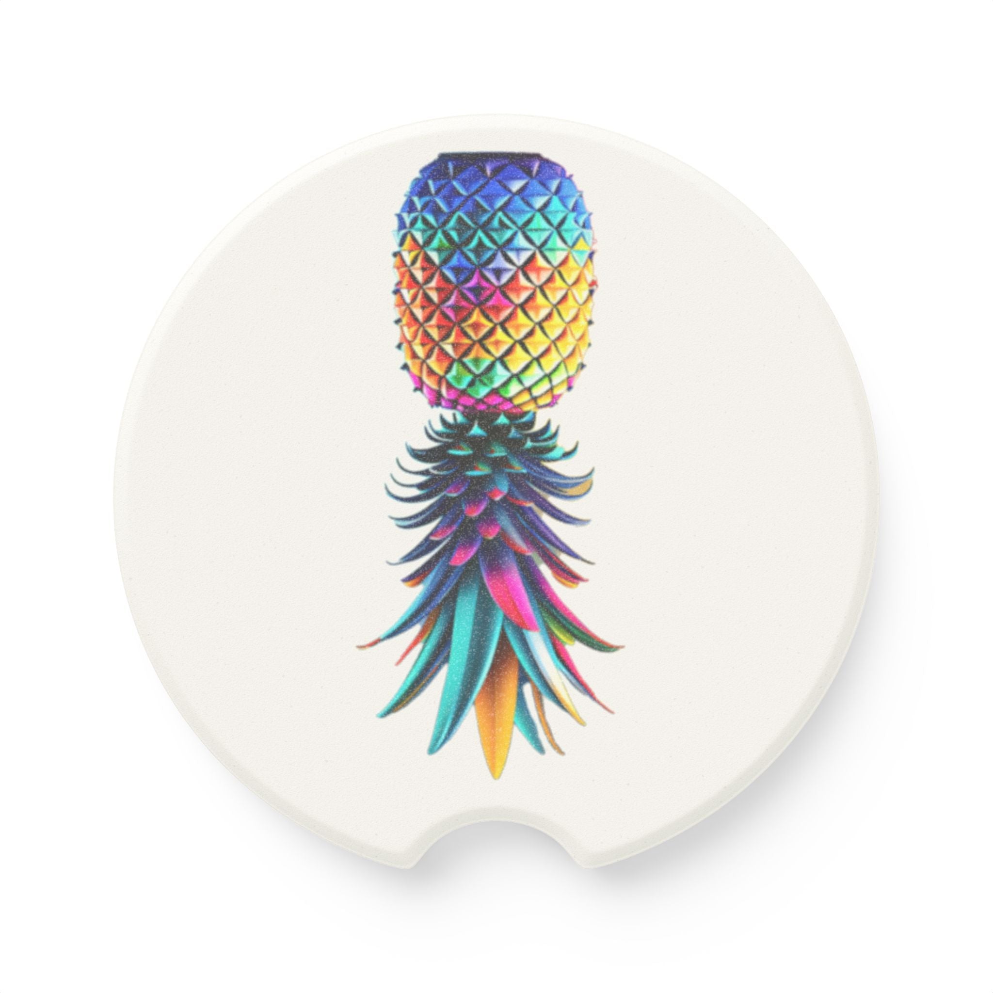 Colorful Pineapple Soapstone Car Coaster | Unique Automotive Accessory