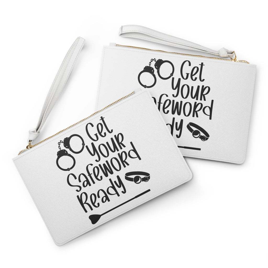Get Your Safeword Ready White Clutch Bag - Fun Accessory for BDSM Events and Parties