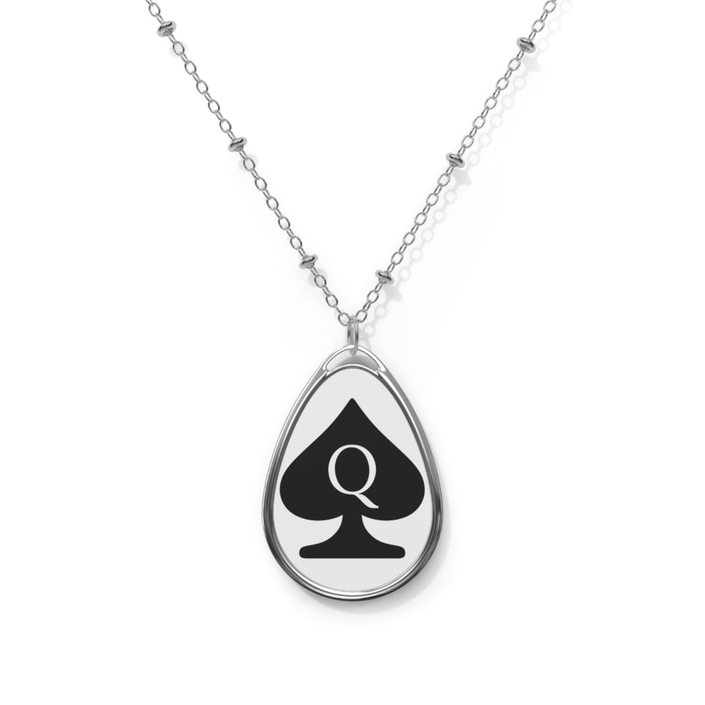 Oval Necklace - Queen of Spades Design