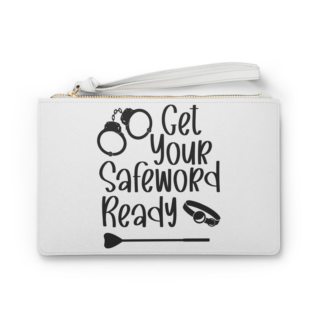 Get Your Safeword Ready White Clutch Bag - Fun Accessory for BDSM Events and Parties