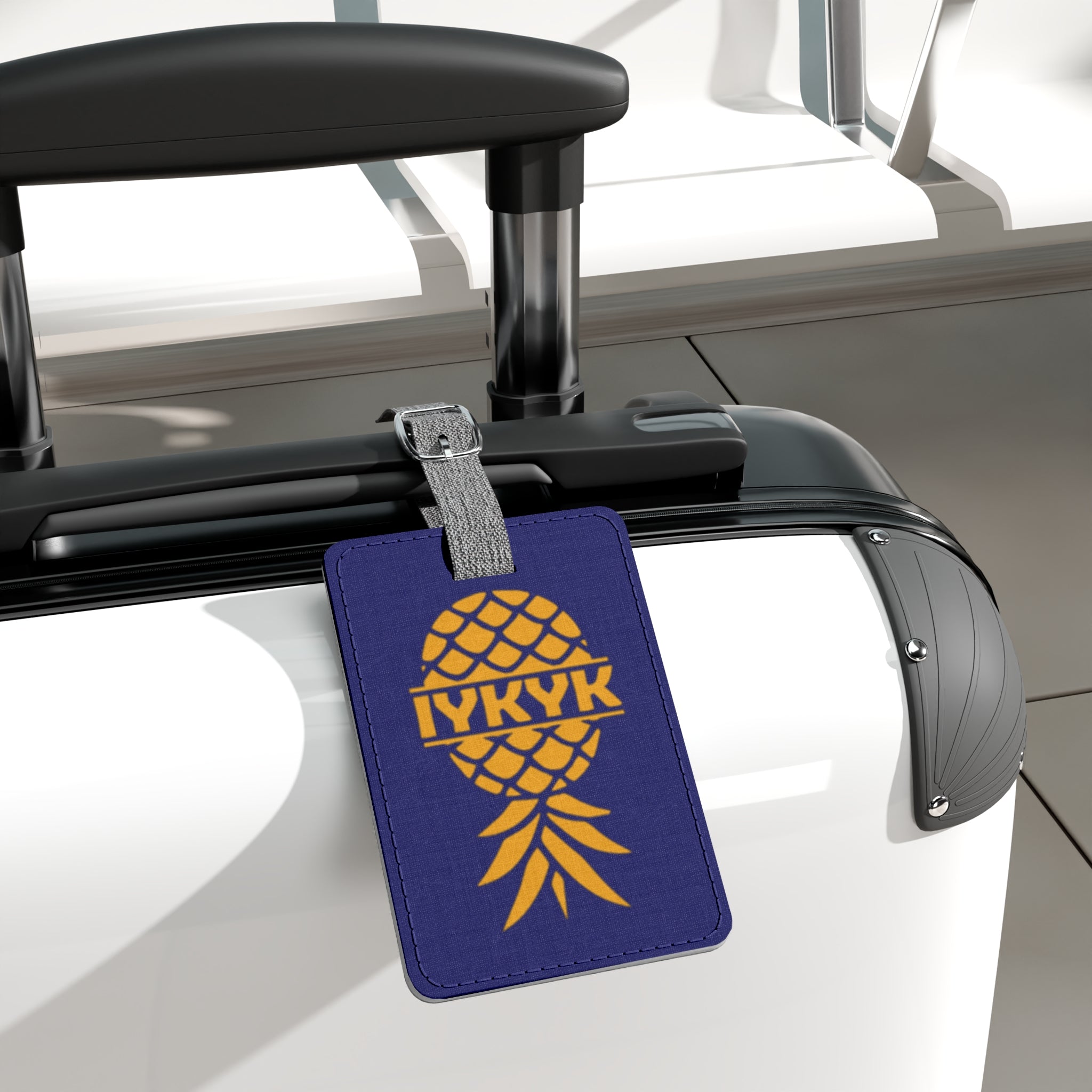Navy Blue & Golden Pineapple Luggage Tag - Fun Travel Accessory for Summer Adventures