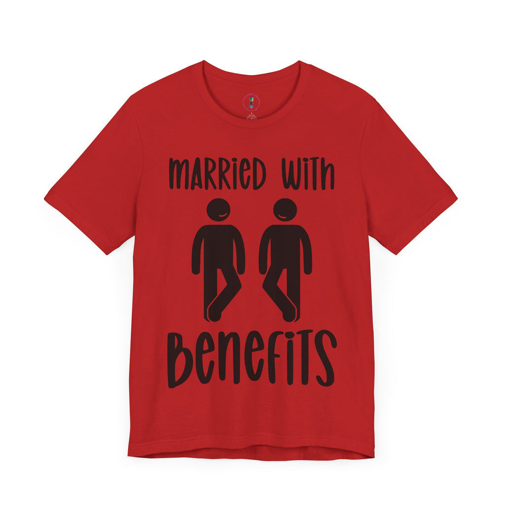 Funny 'Married with Benefits' Unisex Jersey Tee - Perfect for Couples & Anniversaries