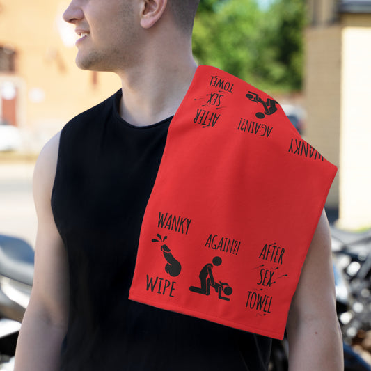 Funny Rally Towel for Couples - After Sex Wipe Towel (Red)