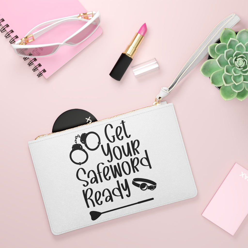 Get Your Safeword Ready White Clutch Bag - Fun Accessory for BDSM Events and Parties
