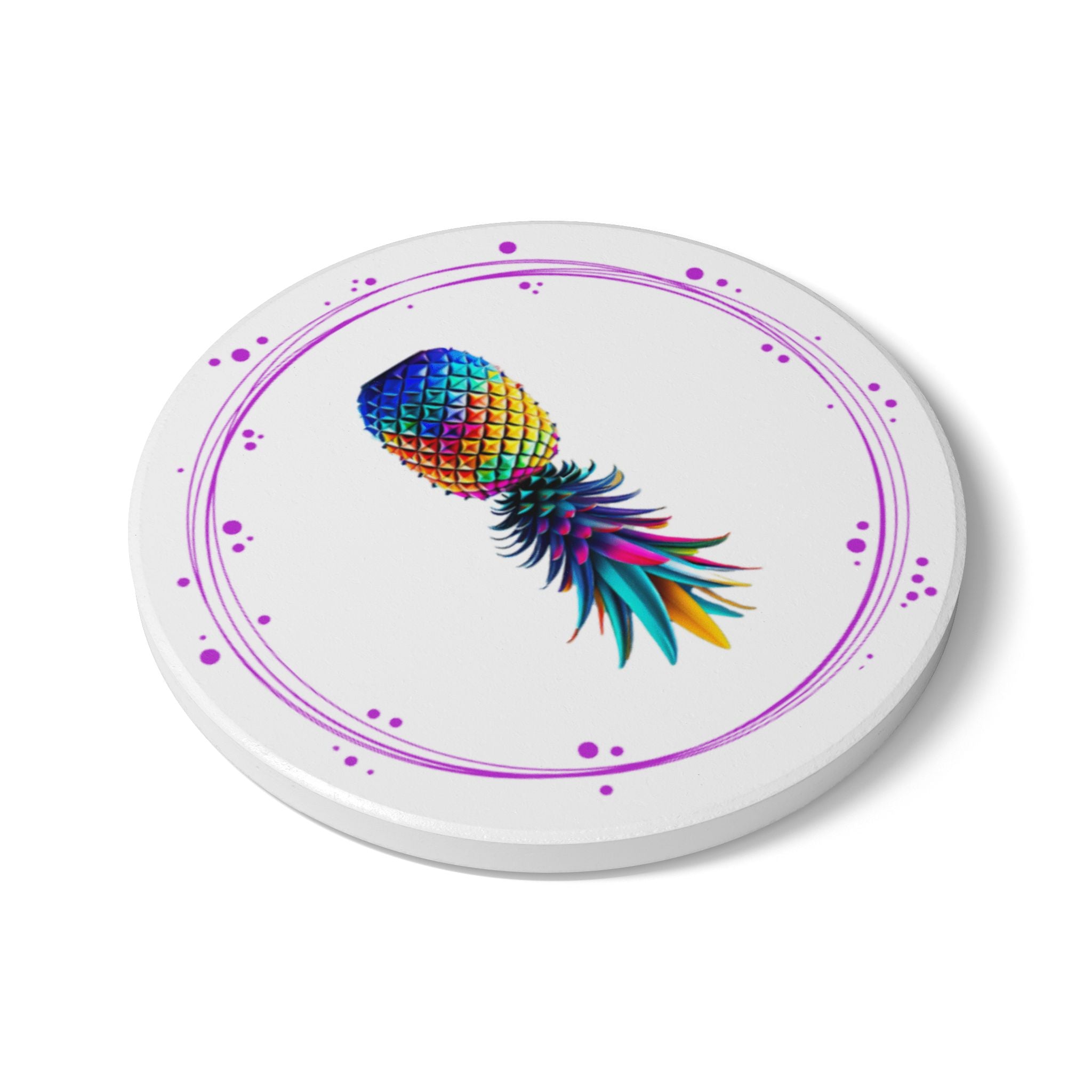 Colorful Pineapple Ceramic Coaster - Tropical Vibe Home Decor