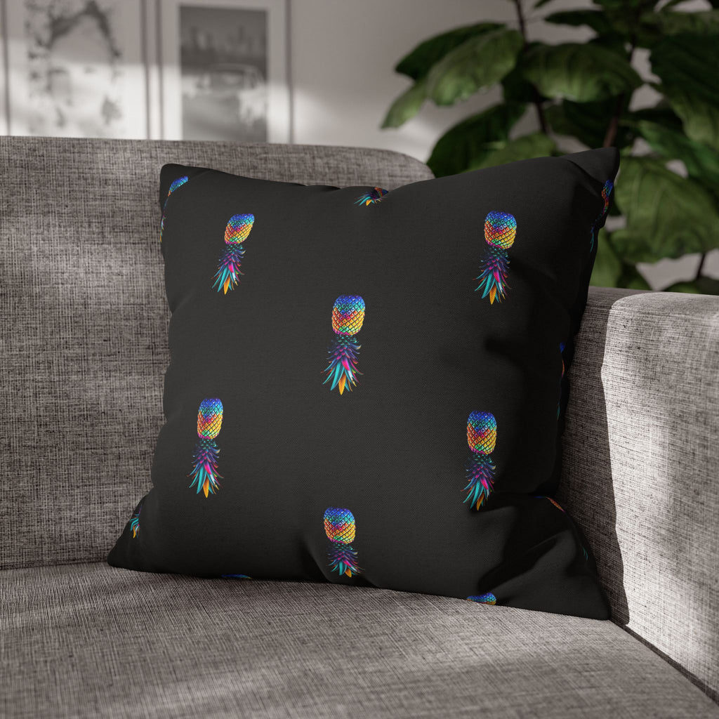 Spun Polyester Square Colorful Pineapple Pillowcase