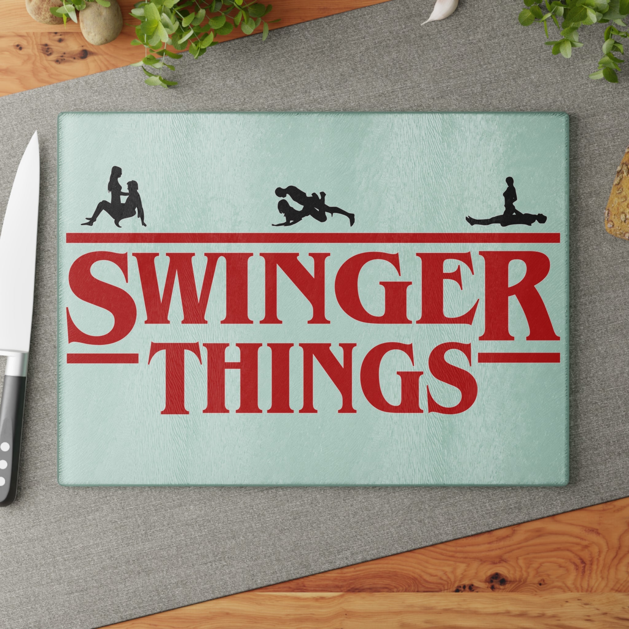 Funny Glass Cutting Board - 'Swinger Things' Kitchen Decor for Entertaining & Gifts