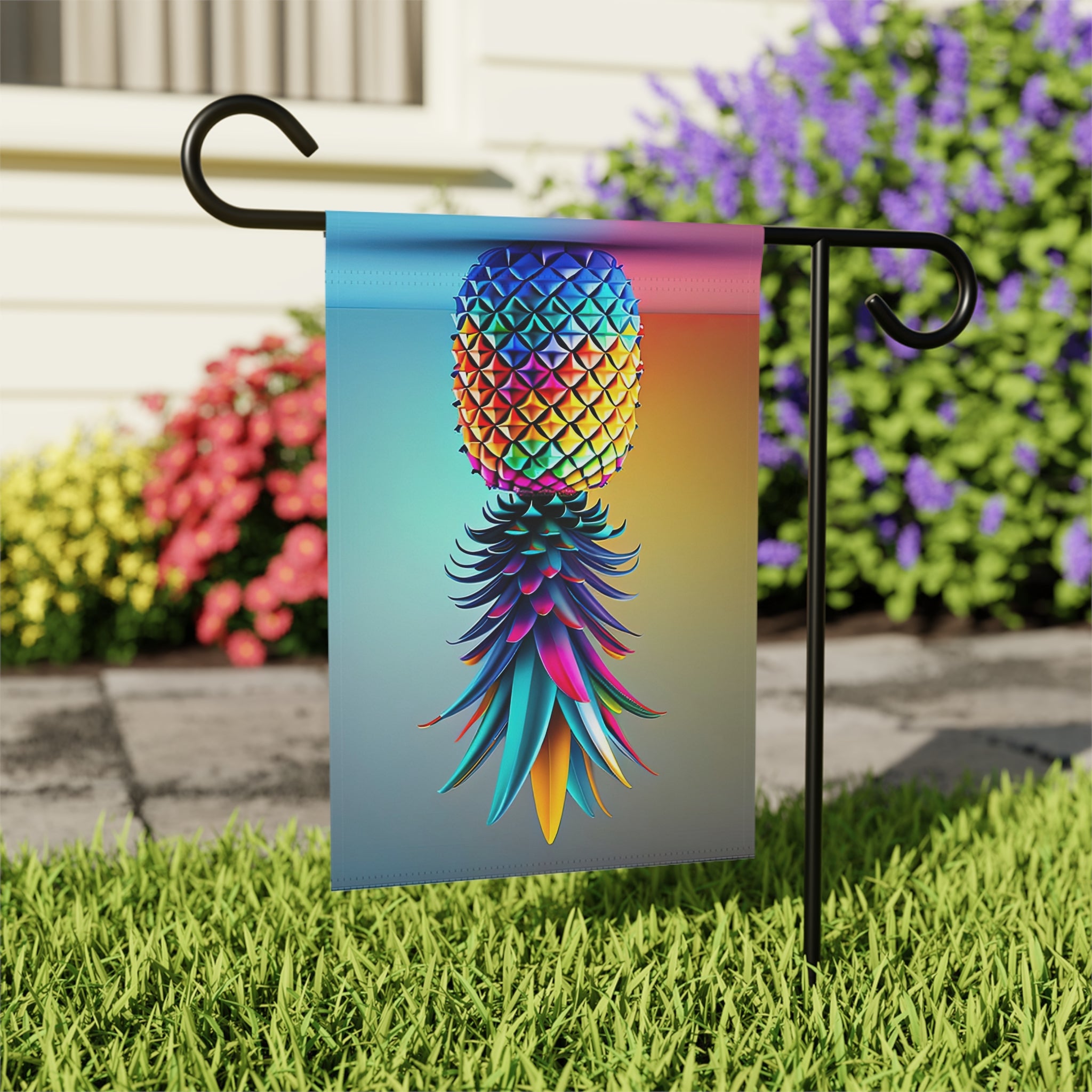 Colorful Pineapple Garden Banner - Vibrant Outdoor Decor