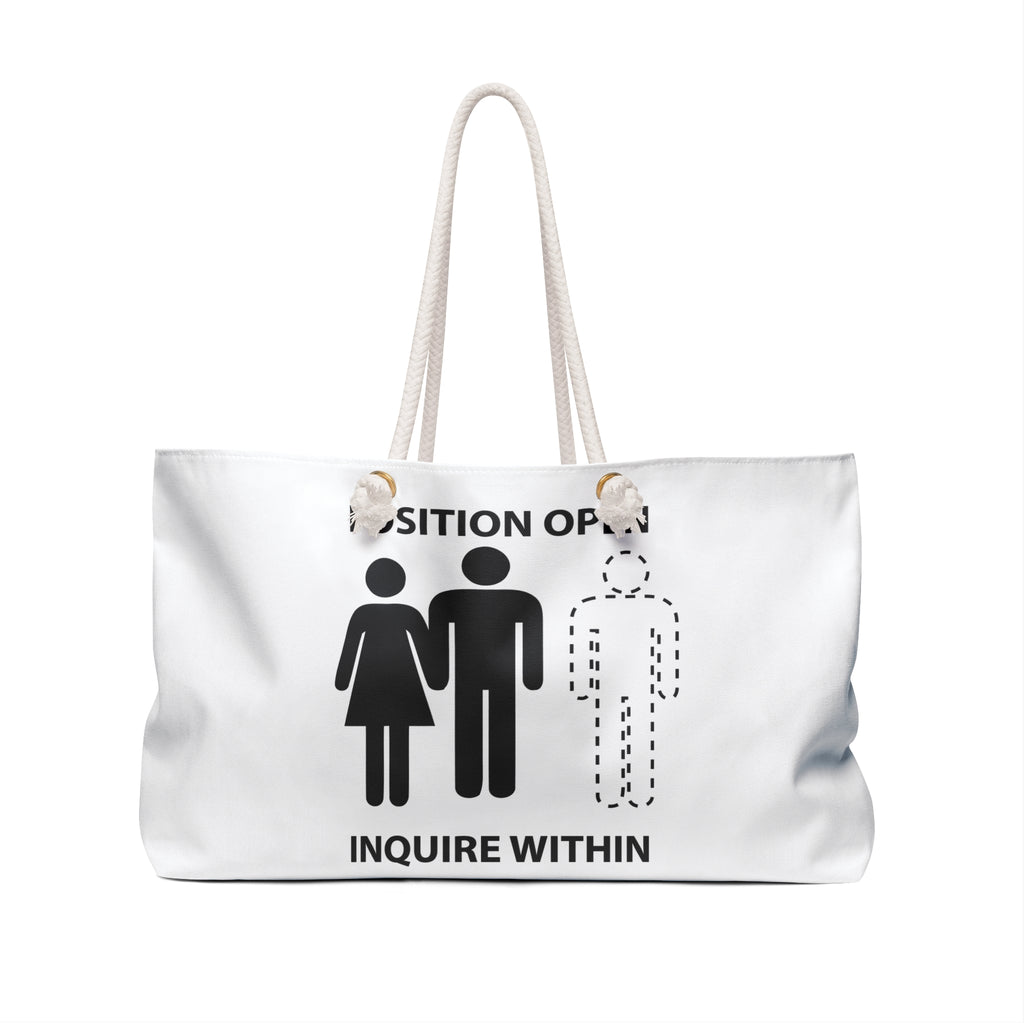 Weekender Bag Male Position Open Threesome - White