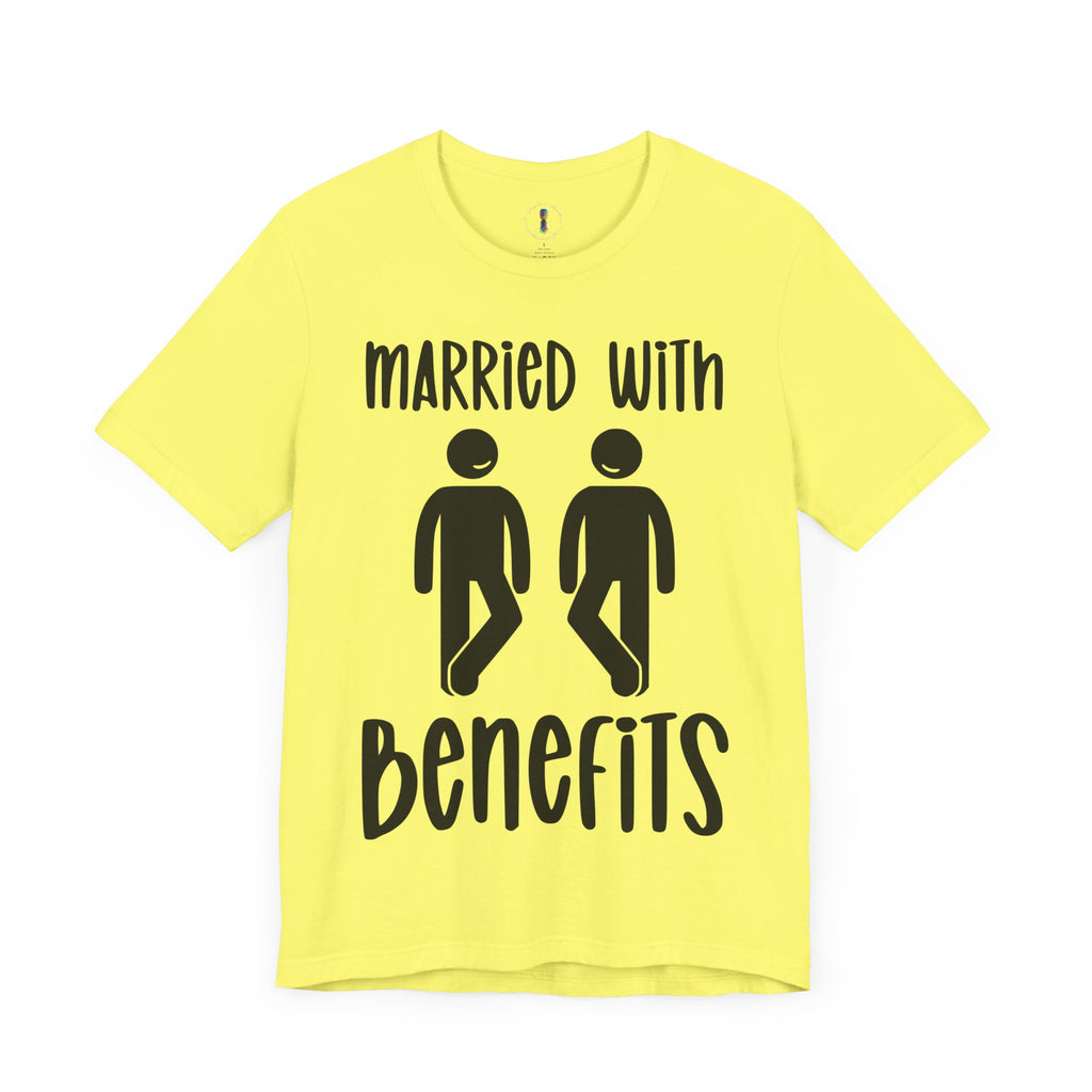 Funny 'Married with Benefits' Unisex Jersey Tee - Perfect for Couples & Anniversaries