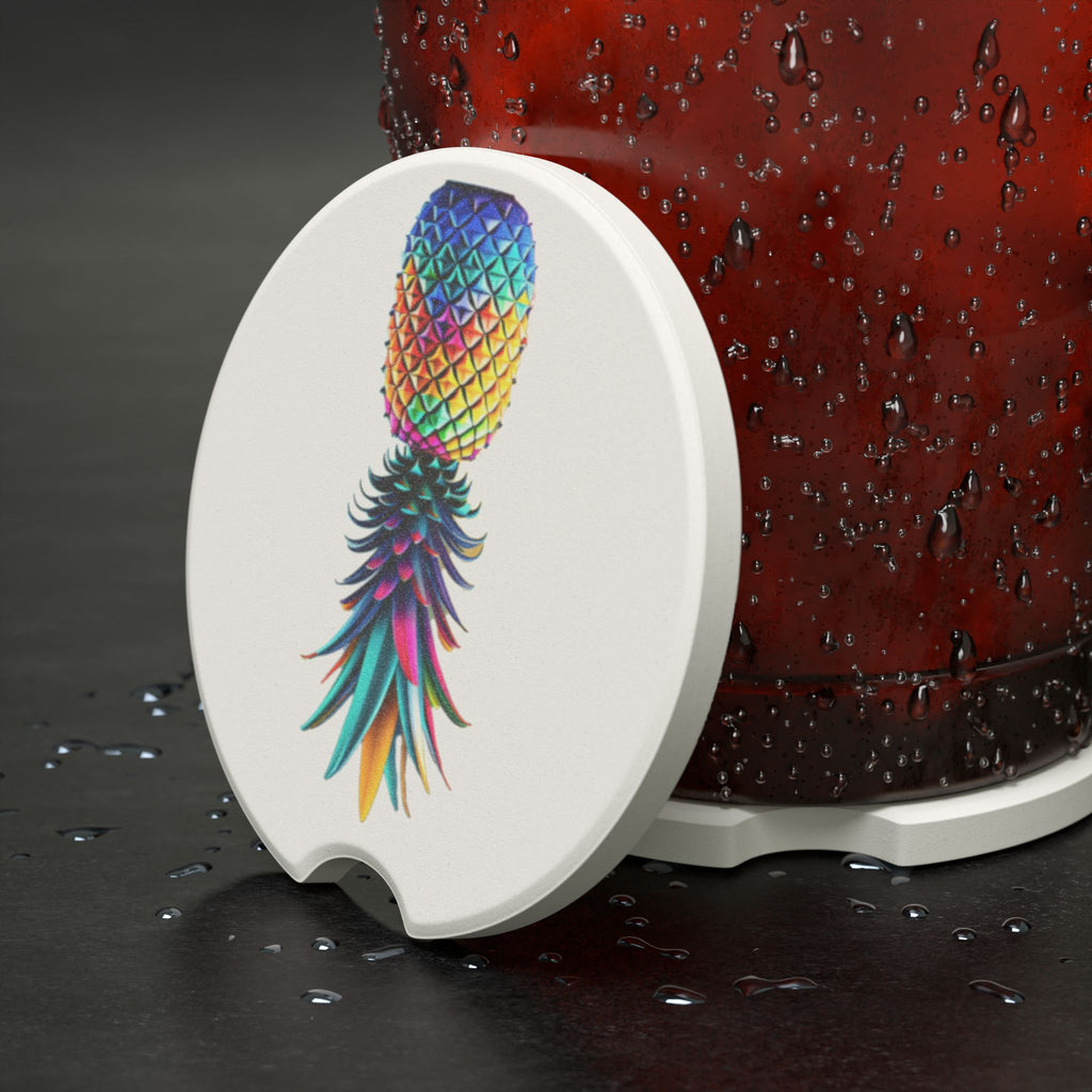 Colorful Pineapple Soapstone Car Coaster | Unique Automotive Accessory