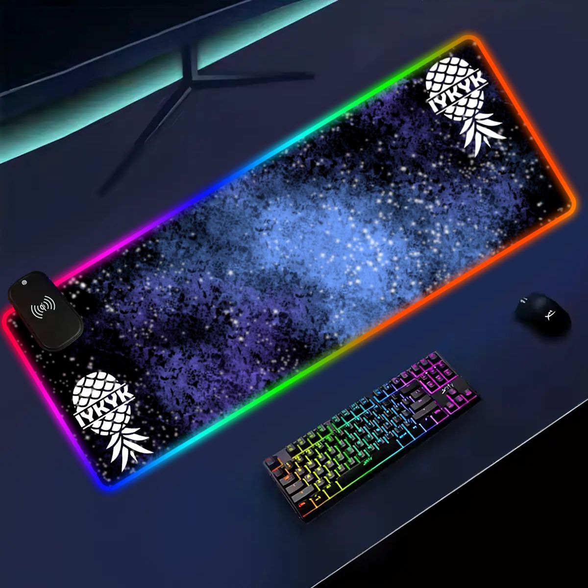 IYKTYK Pineapple Wireless Charging RGB Mouse Pad (8:3)