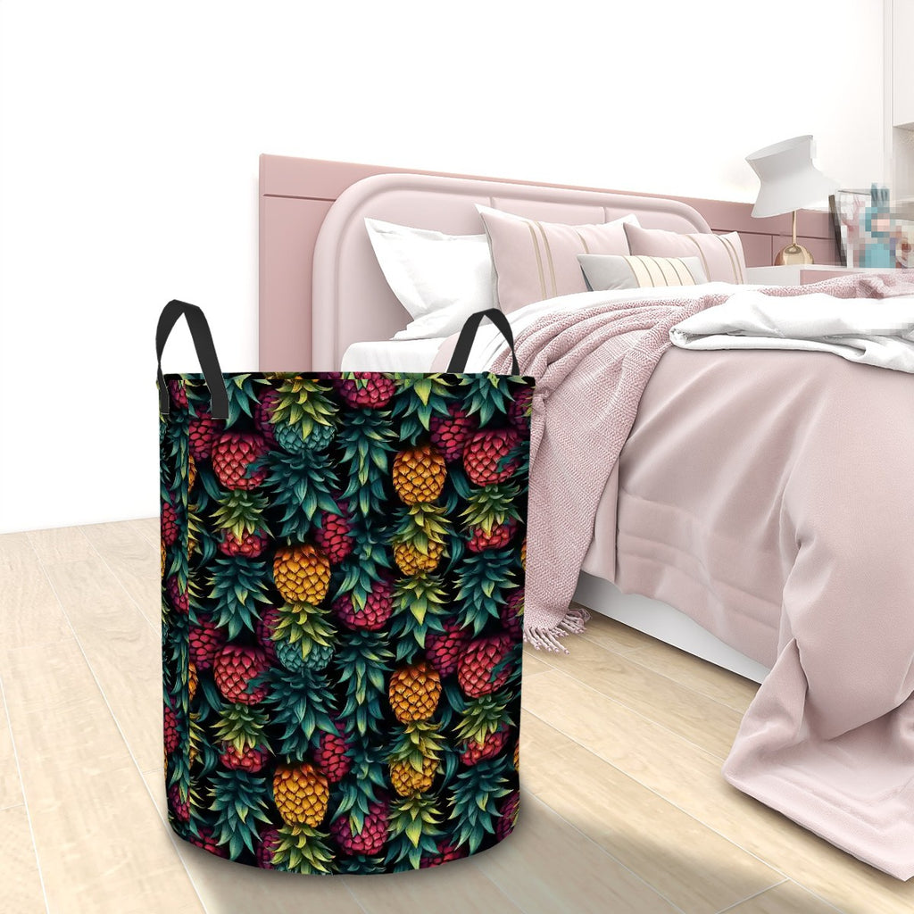 Colorful Upside-Down Pineapple Circular Laundry Basket