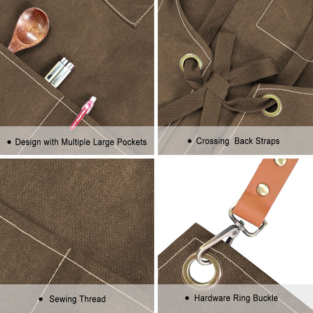 Upside Down Pineapple Unisex Canvas Cross Back Apron with Pockets