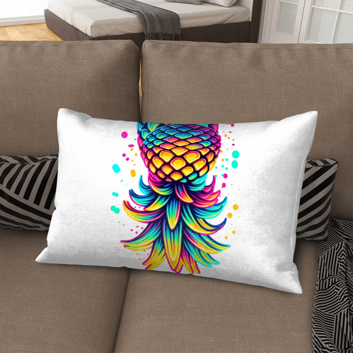 Colorful Upside-Down Pineapple Plush Throw Pillow Covers