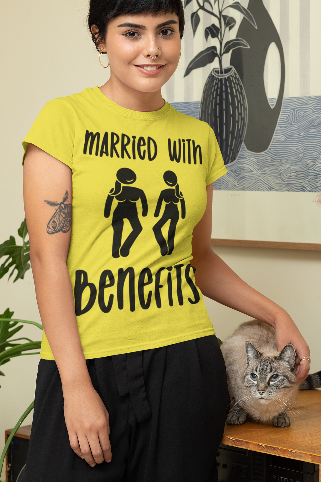 Casual Unisex Tee - "Married With Benefits" Fun Graphic Shirt