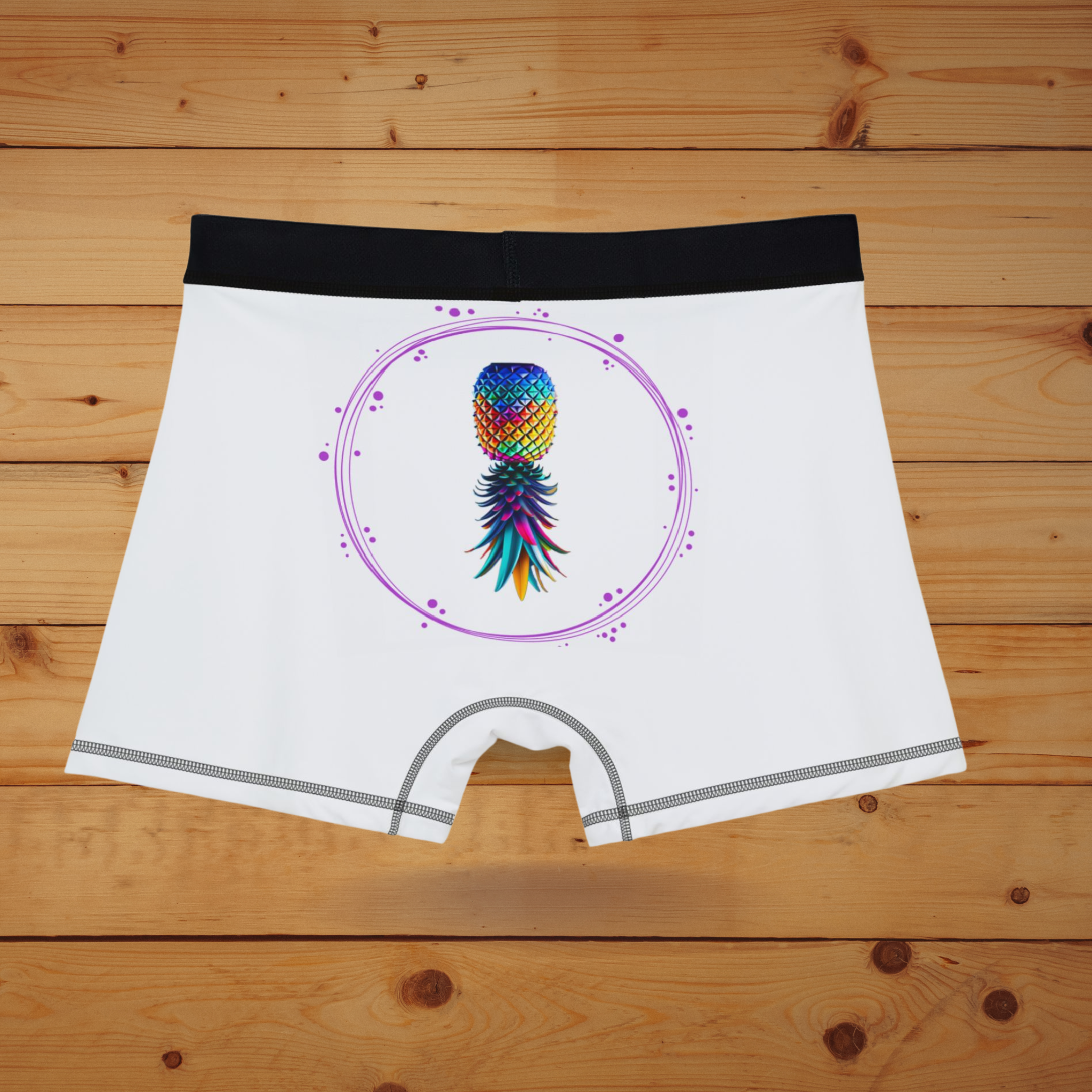 Fun Men's Boxers - "Touch Here to Turn On" & Colorful Pineapple Design - Perfect for Gifts and Everyday Comfort