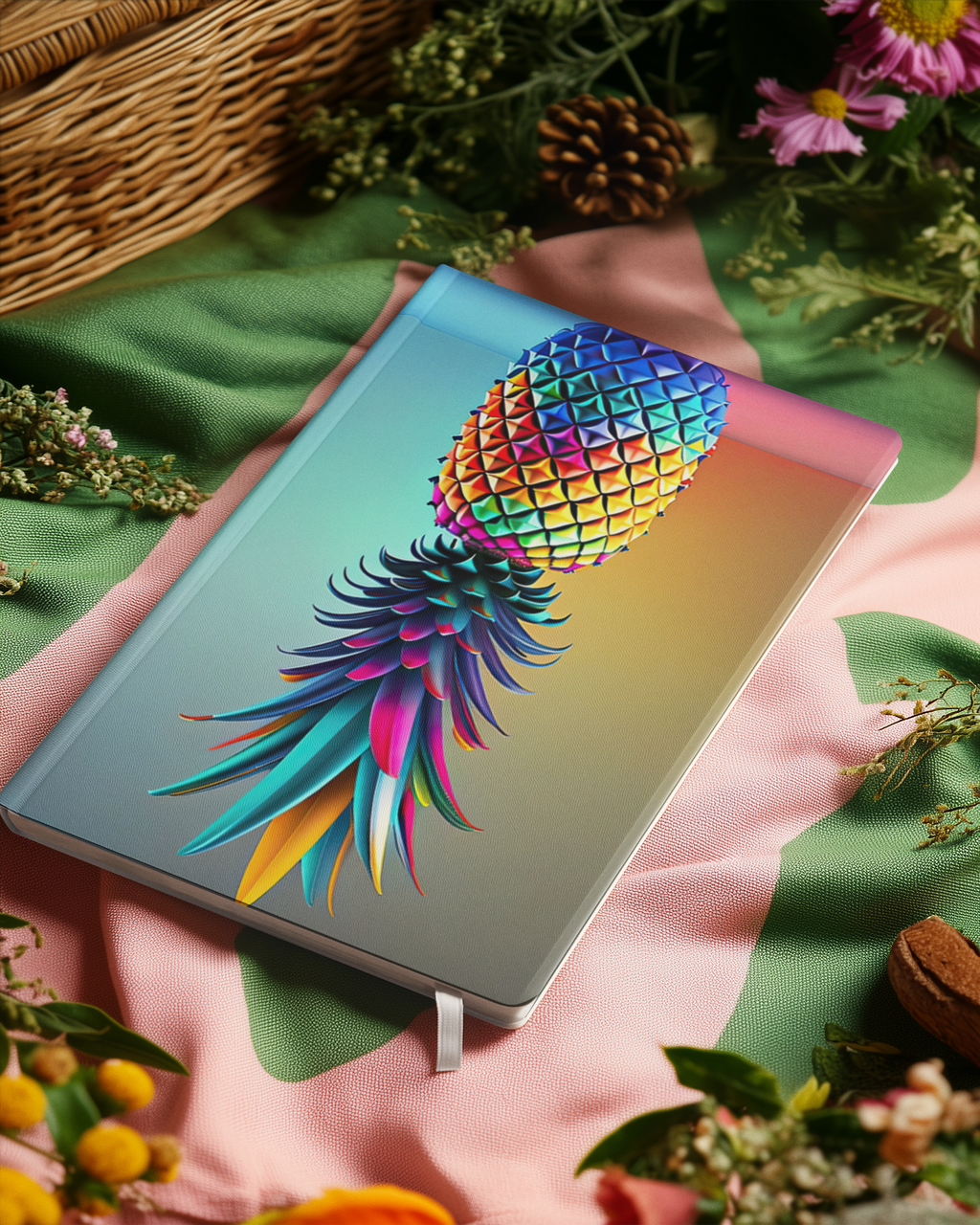 Vibrant Pineapple Hardcover Journal - Colorful Design for Creative Souls