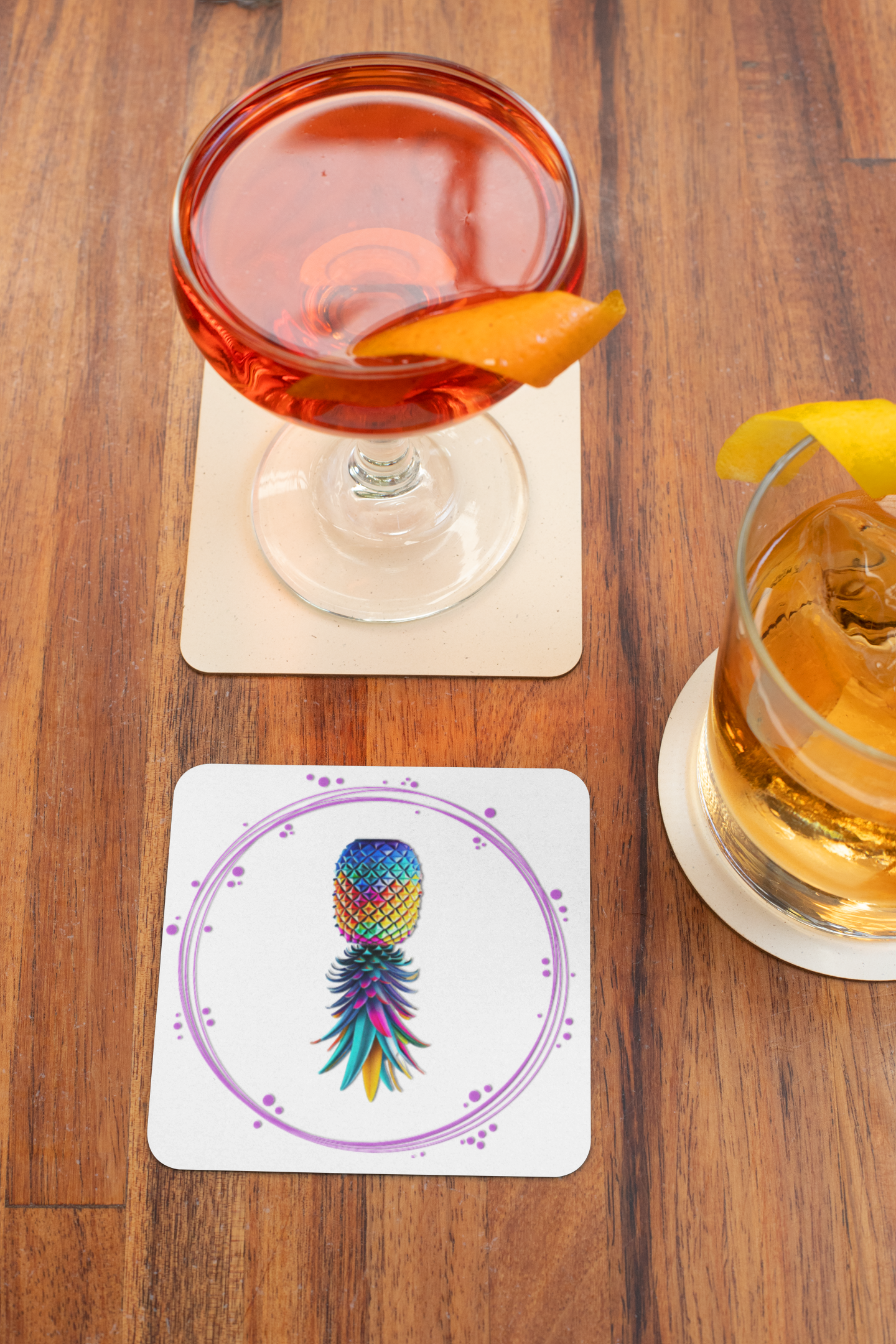 Colorful Pineapple Ceramic Coaster - Tropical Vibe Home Decor