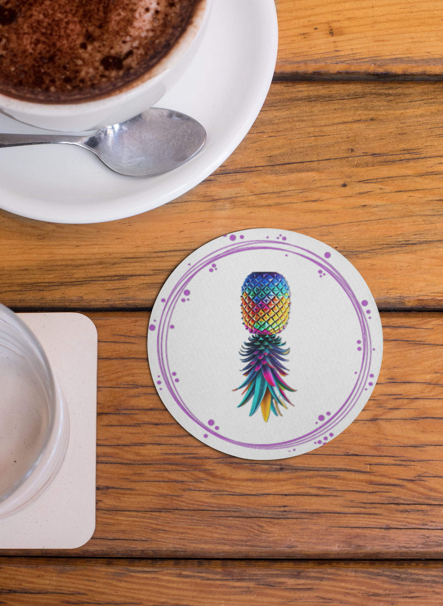 Colorful Pineapple Ceramic Coaster - Tropical Vibe Home Decor