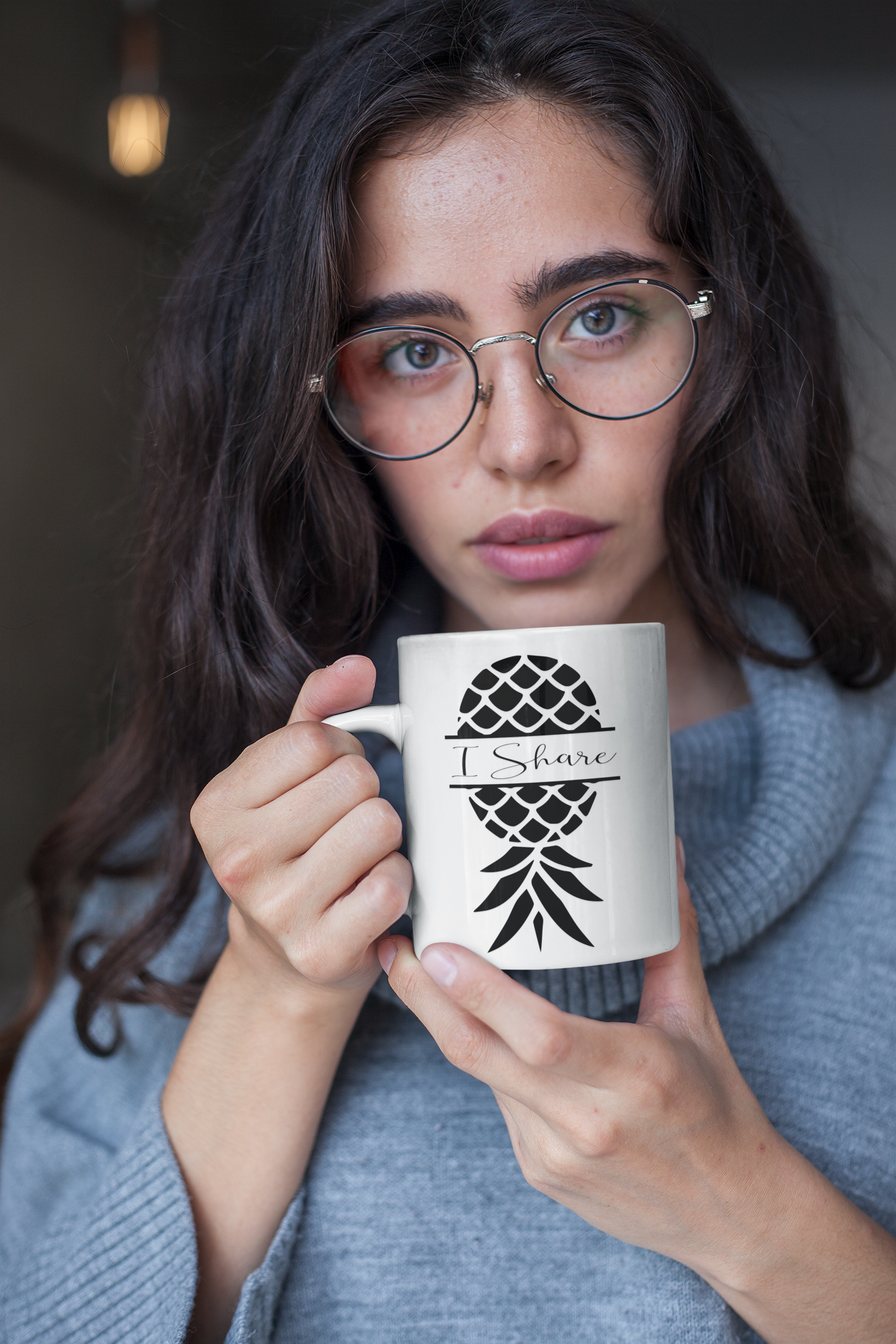 "I Share Upside-Down Pineapple" Ceramic Coffee Mug - 11oz & 15oz - Perfect Gift for Friends & Family