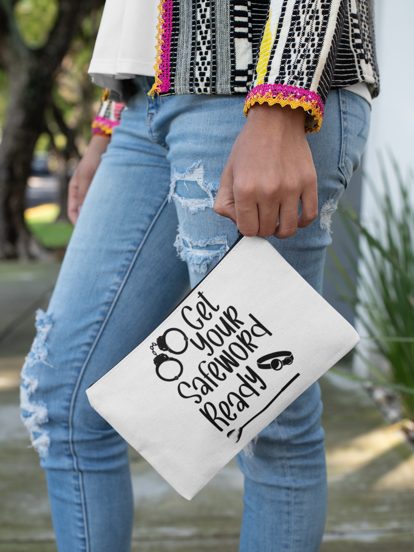Get Your Safeword Ready White Clutch Bag - Fun Accessory for BDSM Events and Parties