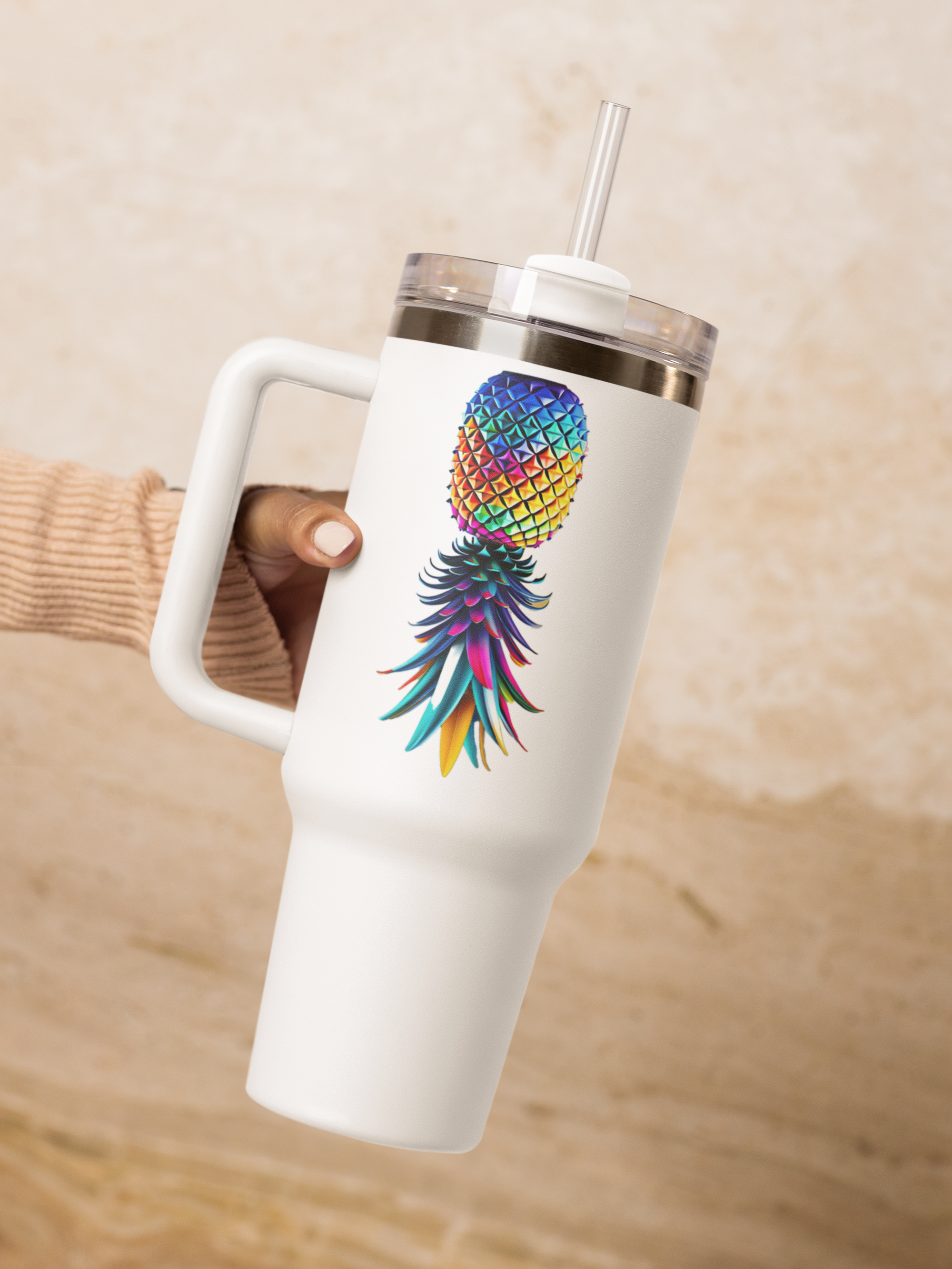 Colorful Pineapple Insulated Travel Mug - 40oz Tumbler for Adventures & Gifts
