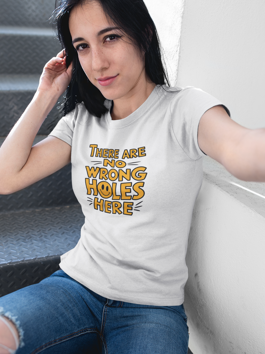 Funny Organic Rib Baby Tee - "There Are No Wrong Holes Here" - Cute Infant T-Shirt