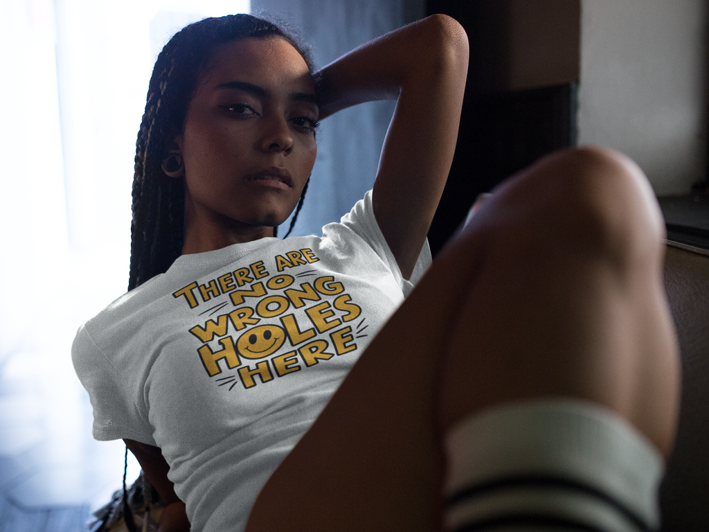 Funny Organic Rib Baby Tee - "There Are No Wrong Holes Here" - Cute Infant T-Shirt