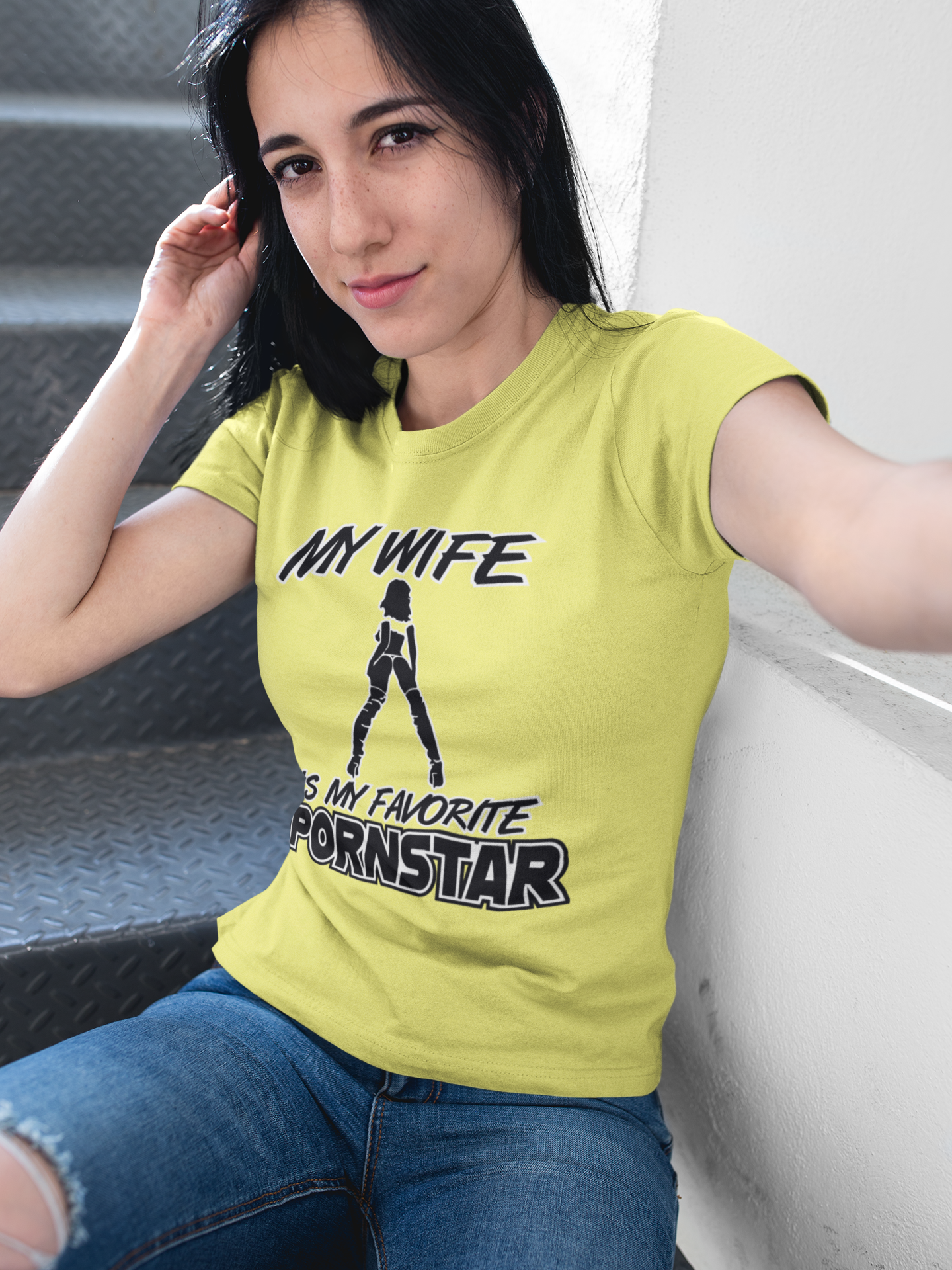 Funny Unisex Jersey Tee - "My Wife is My Favorite Pornstar"